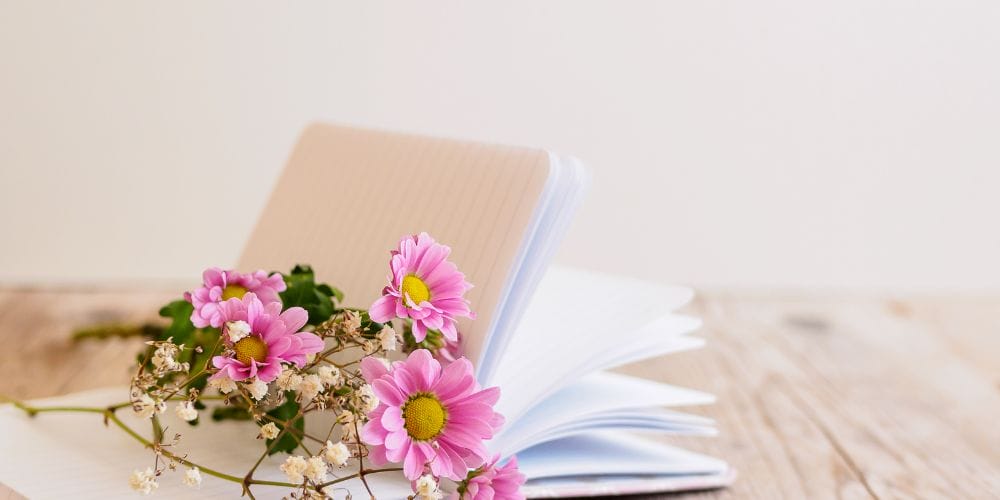 journal or diary with flowers