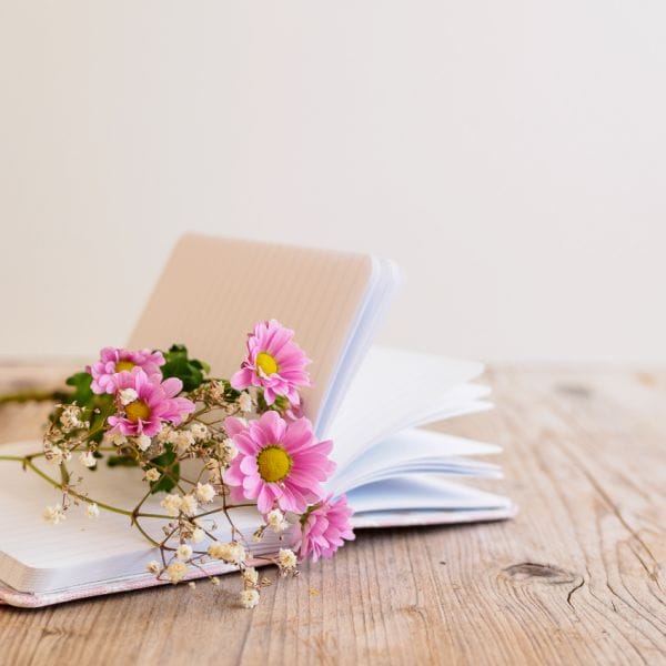 journal or diary with flowers
